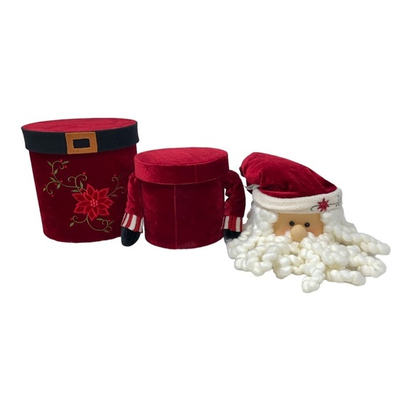 Cute Red Velvet Stackable Santa Boxes. 22” (est.) - Picture 7 of 8